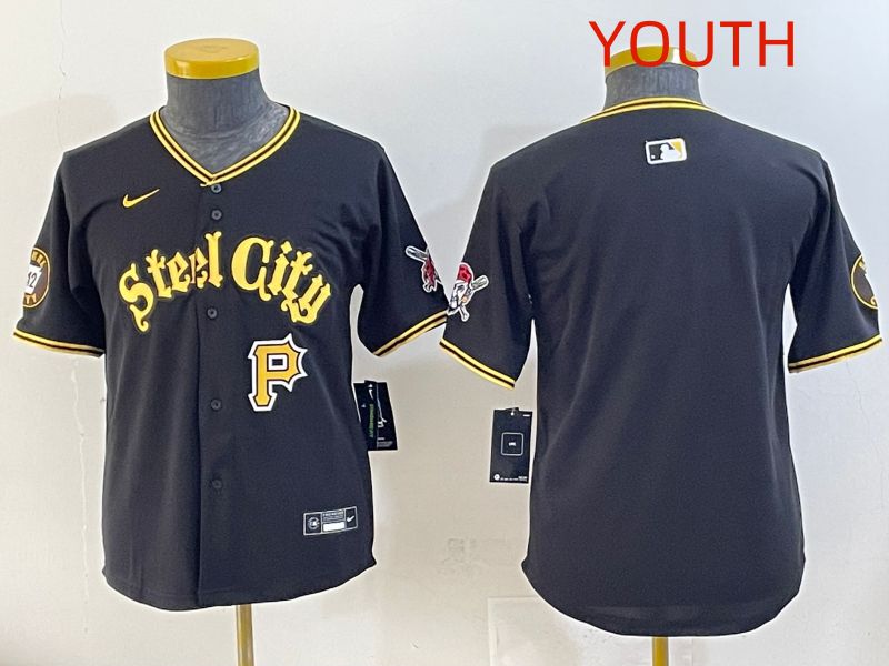 Youth 2025 Pittsburgh Pirates Blank Black Game Nike MLB Jersey style 7154